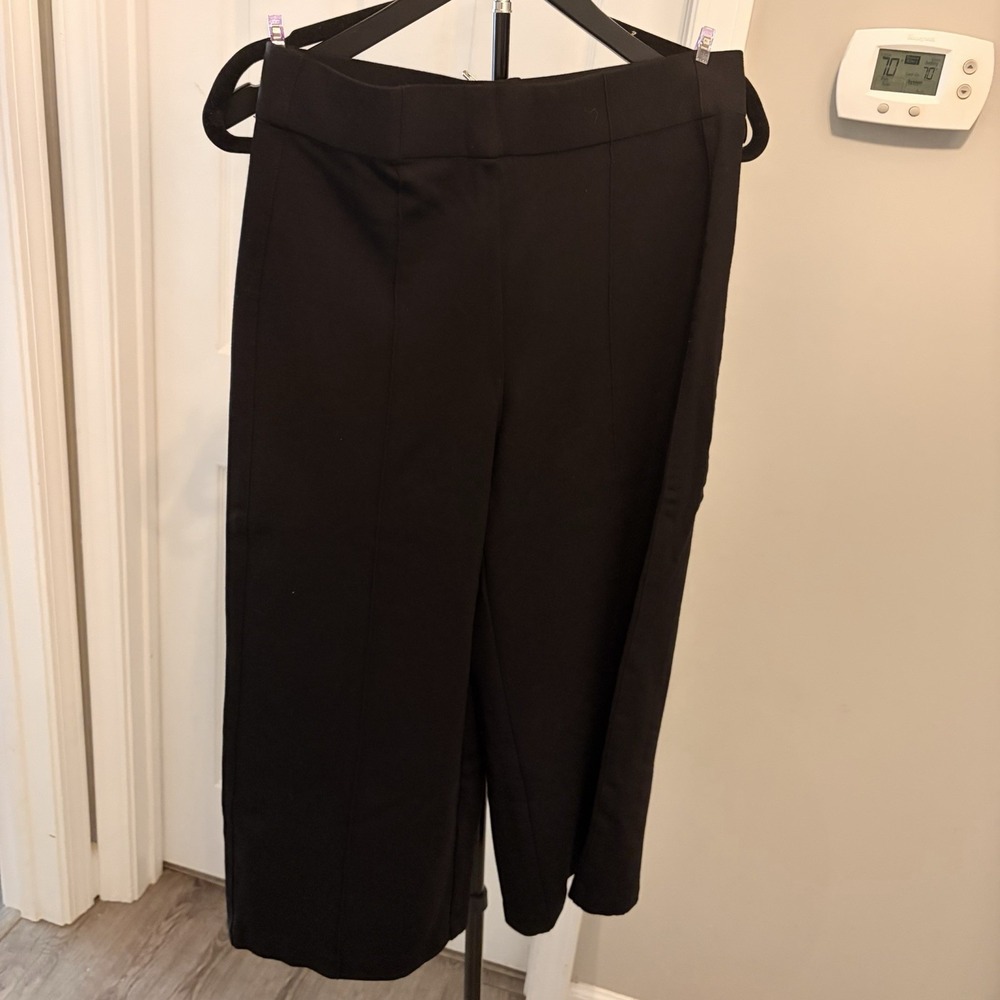 Jones New York Jones & Co Black Ponte Knit Wide Leg Pants L Business Casual EUC